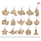 Ocean & Sea Life MDF Keychain Set – 15 Pc
