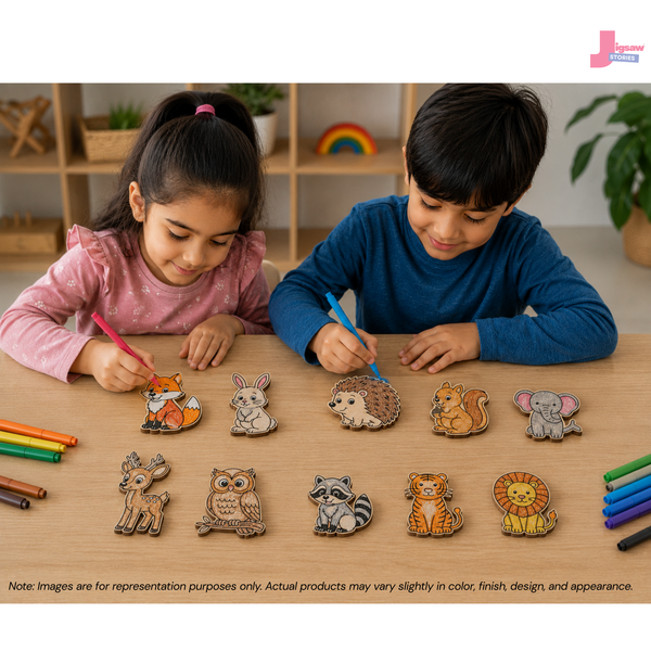 DIY Animal Coloring MDF Cut-Outs – 10 PCS