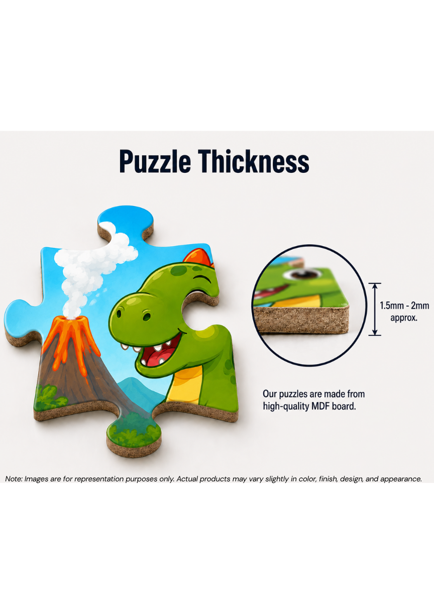 Cute Dinosaur Adventure MDF Puzzle (A4 Size)