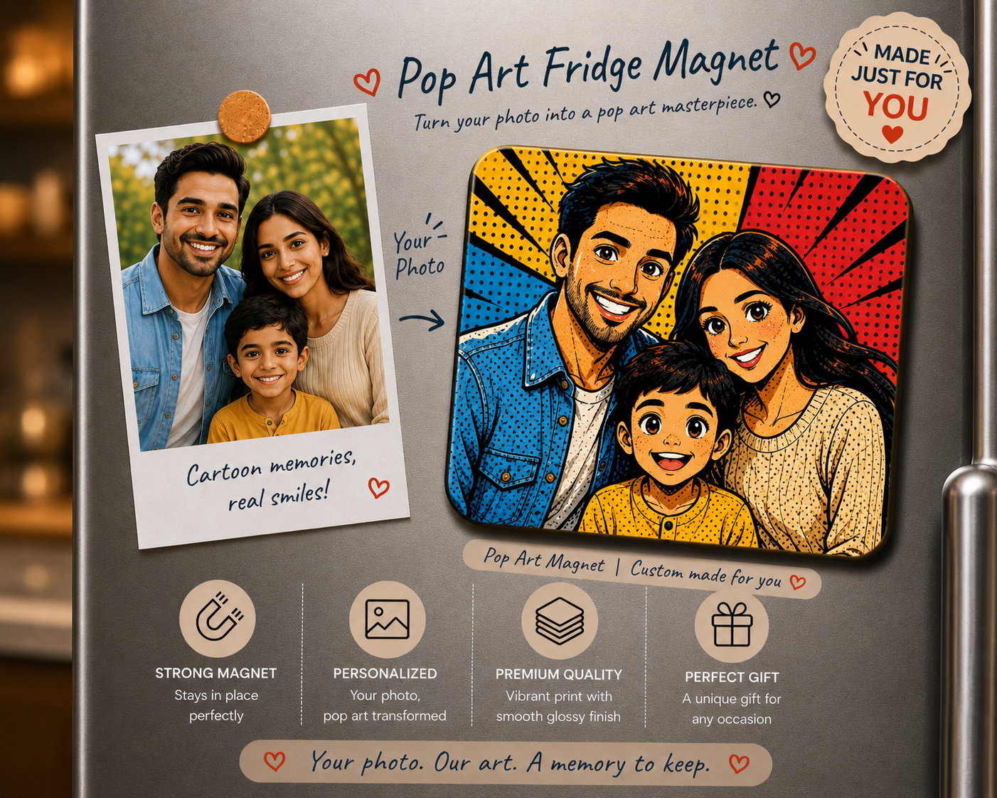 Custom Pop Art Fridge Magnet