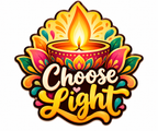 Choose Light Diwali fridge magnet with diya, lotus and colorful festive artwork
