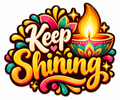 Keep Shining Diwali fridge magnet with glowing diya, lotus and vibrant festive colors