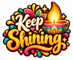 Keep Shining Diwali fridge magnet with glowing diya, lotus and vibrant festive colors