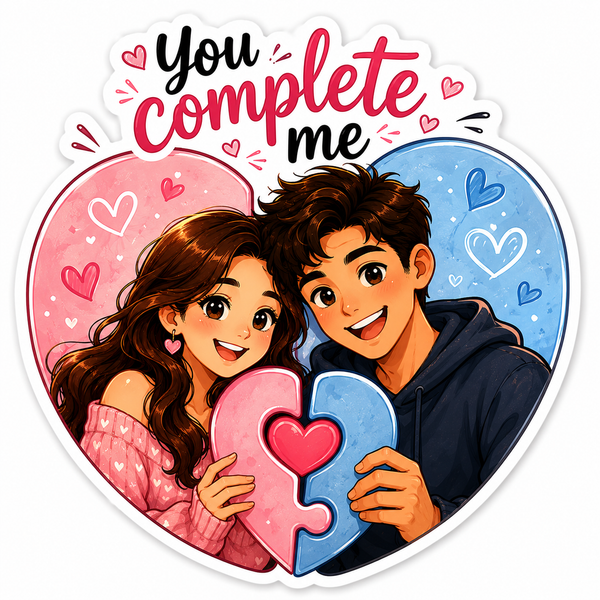 You Complete Me Puzzle Heart Fridge Magnet