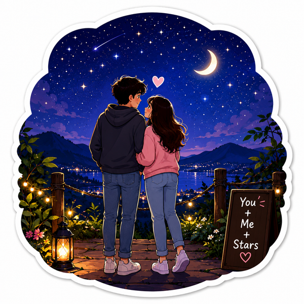 You + Me + Stars Romantic Anniversary Fridge Magnet