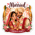Married – Forever & Always Wedding Fridge Magnet
