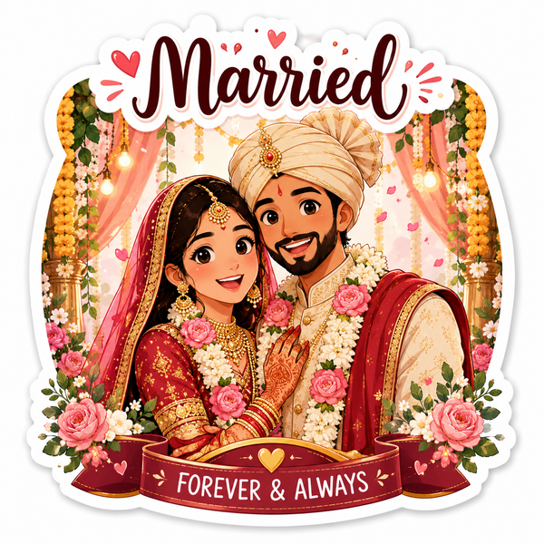 Married – Forever & Always Wedding Fridge Magnet