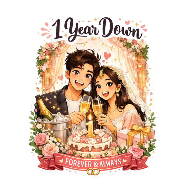 1 Year Down – Forever & Always Anniversary Fridge Magnet