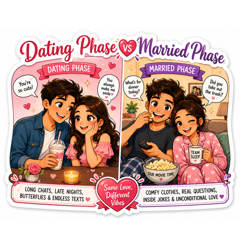 Dating Phase vs Married Phase Fridge Magnet