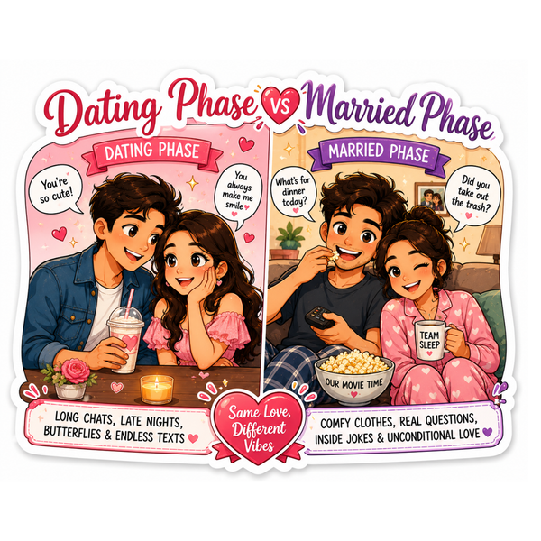 Dating Phase vs Married Phase Fridge Magnet