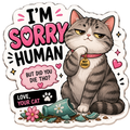 Cartoon cat with humorous text and expressions on a white background