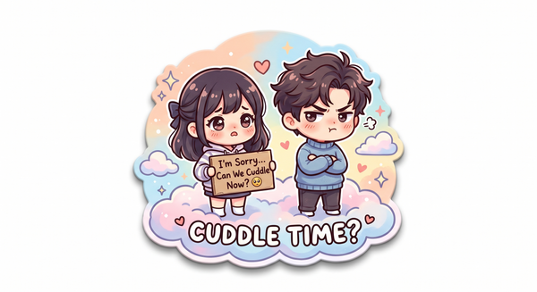 Cute cuddle time couple apology fridge magnet