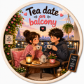 Tea Date On Balcony Fridge Magnet