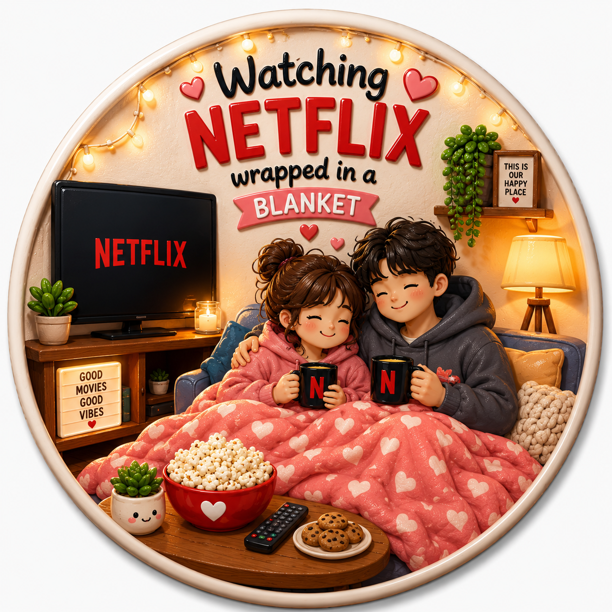 Watching Netflix Wrapped In A Blanket Fridge Magnet