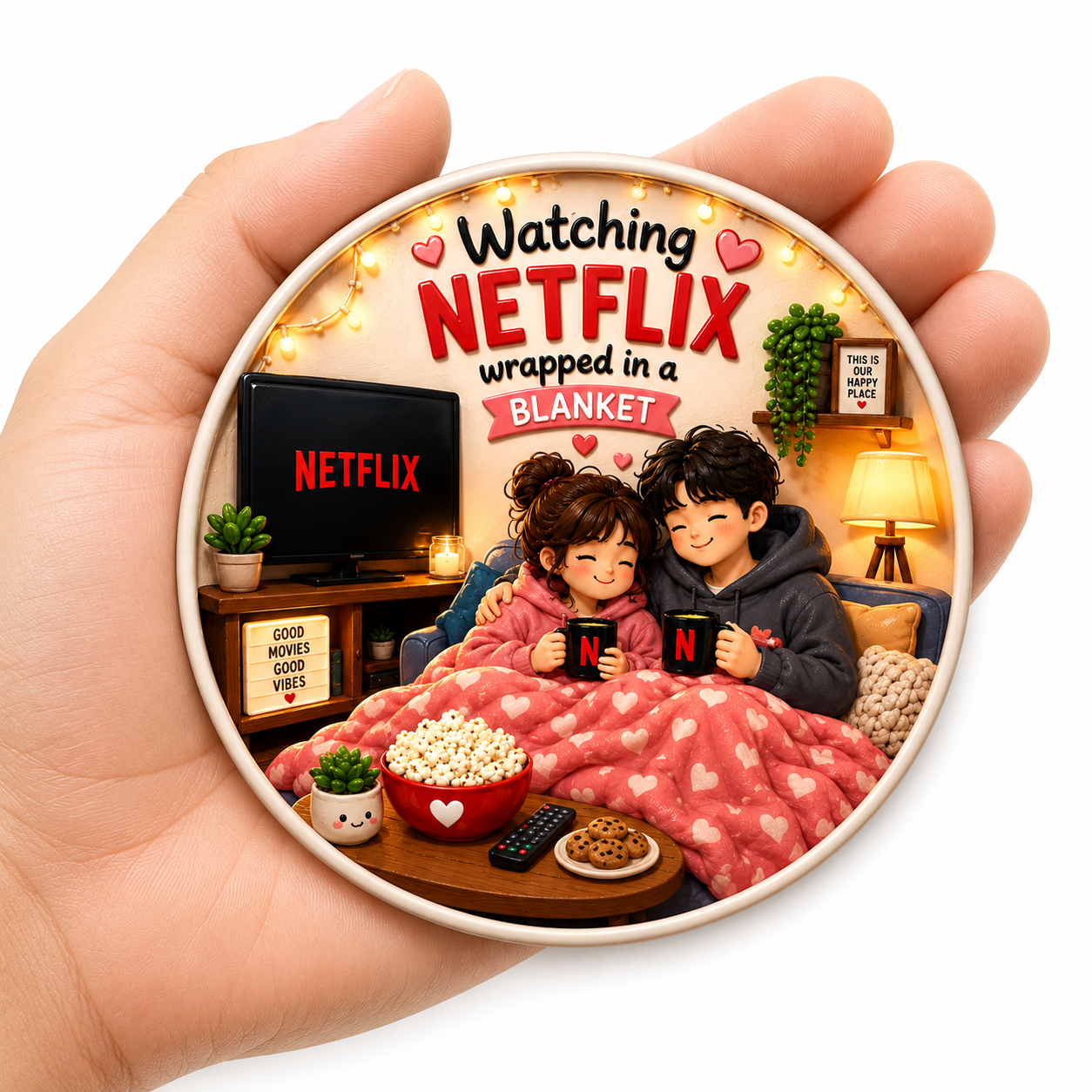 Watching Netflix Wrapped In A Blanket Fridge Magnet