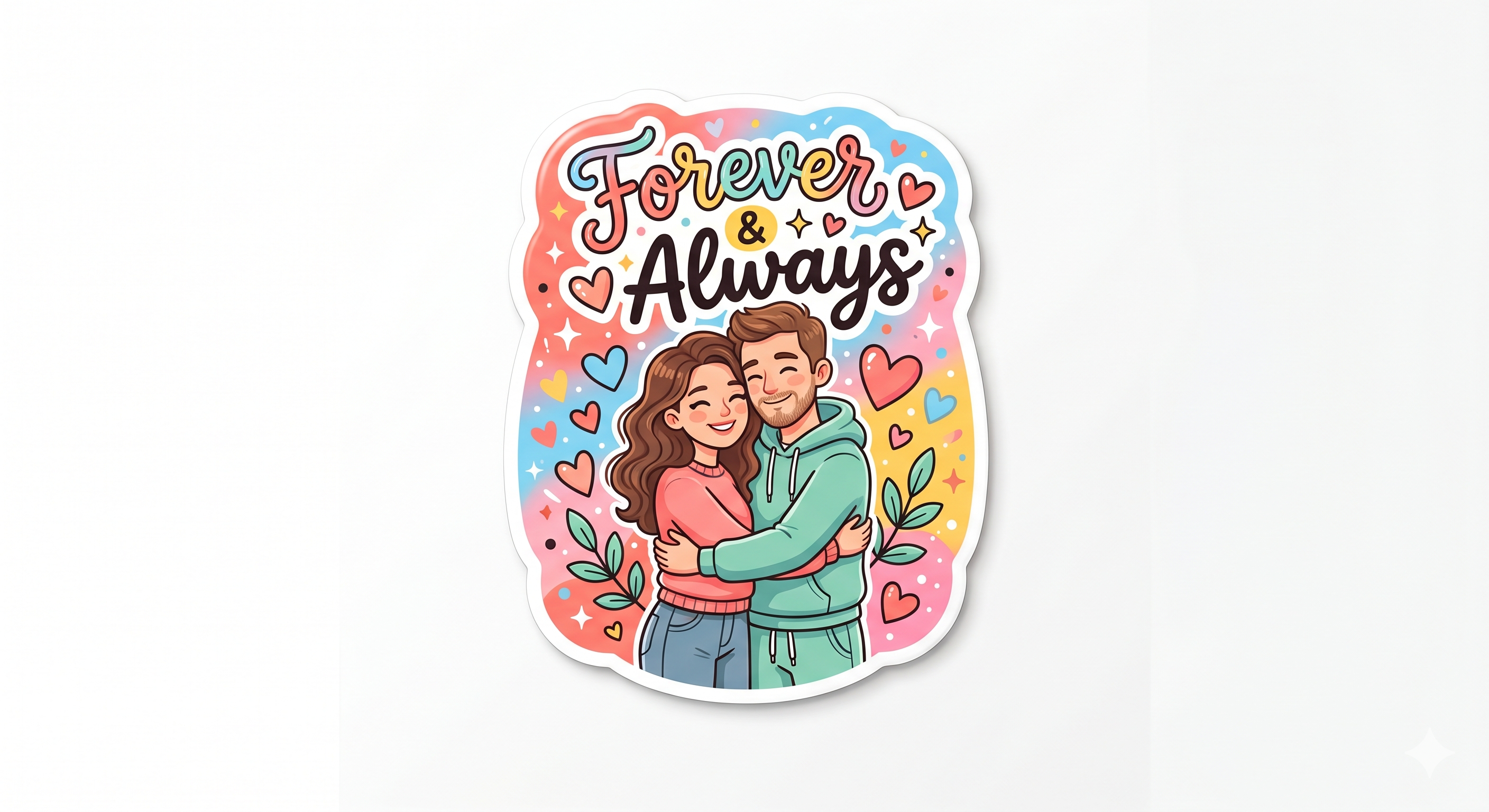Forever And Always Pastel Couple Fridge Magnet