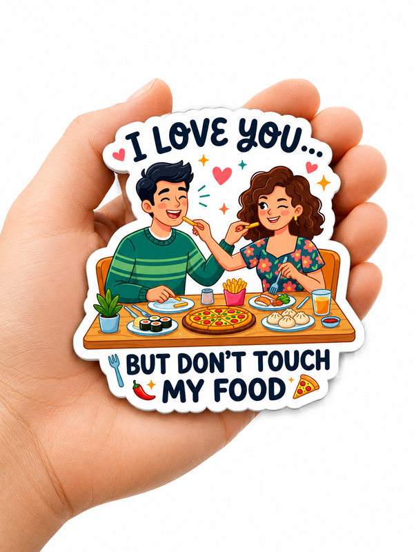 I Love You But Don't Touch My Food Couple Fridge Magnet