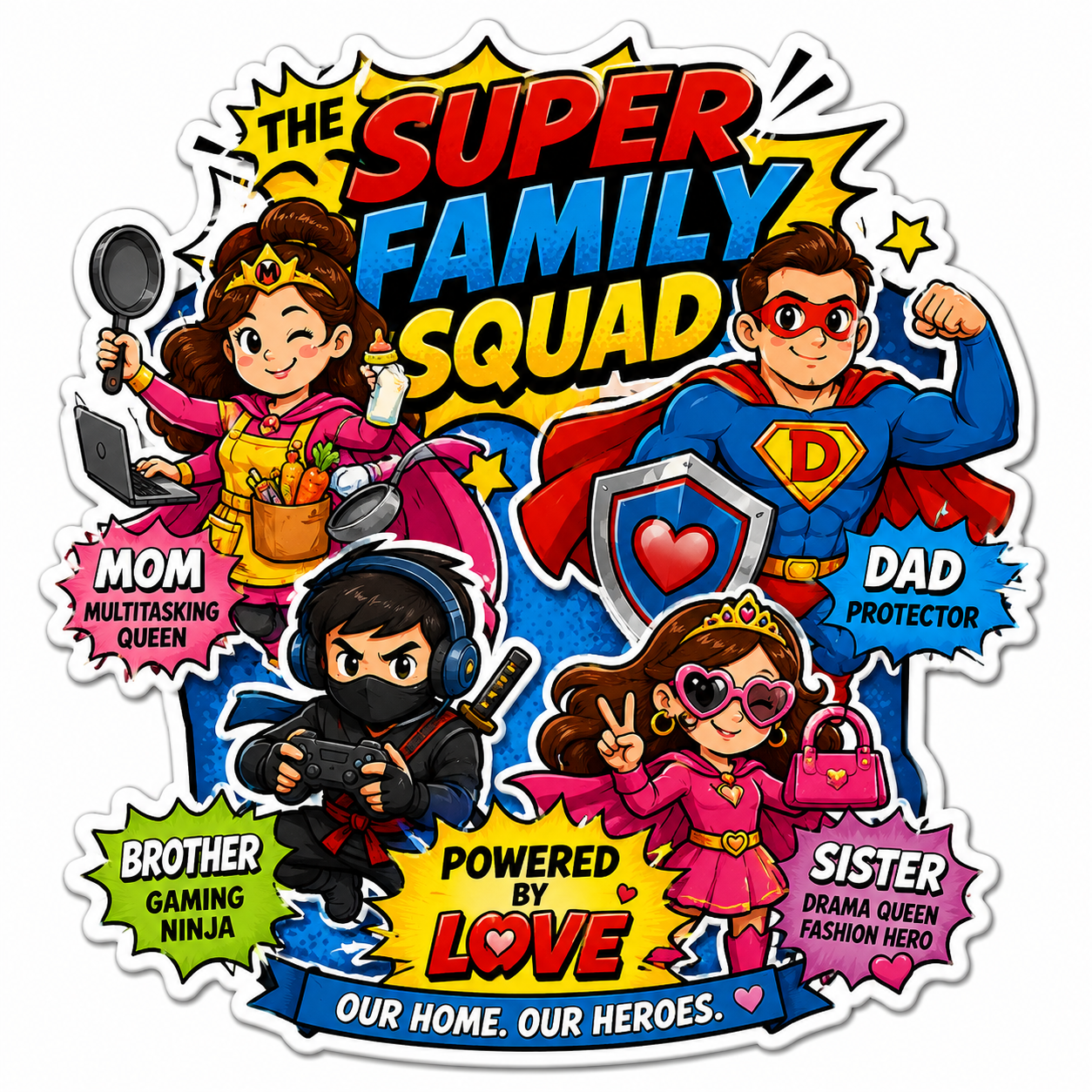 Super Family Squad Fridge Magnet | Cute Family Superhero Gift
