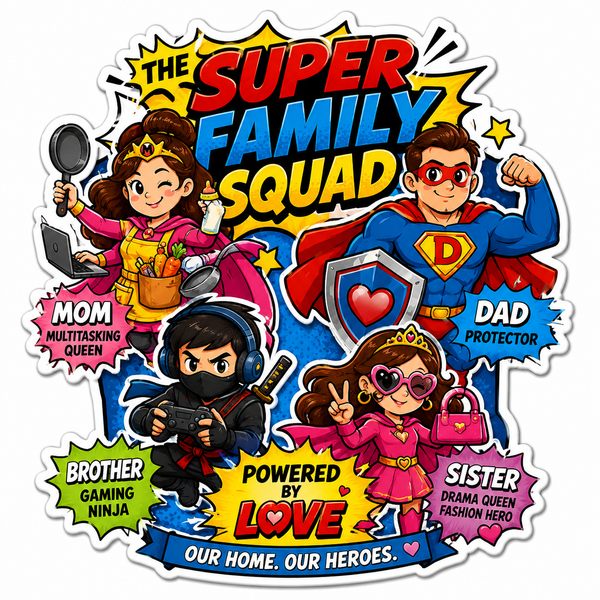 Super Family Squad Fridge Magnet | Cute Family Superhero Gift