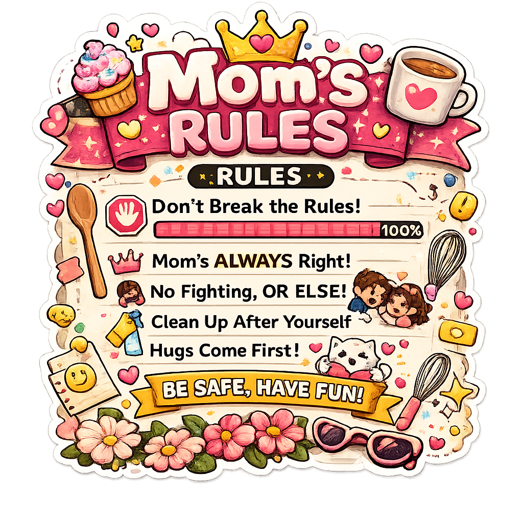 Mom's Rules Fridge Magnet