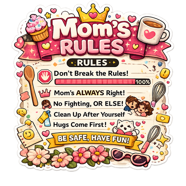 Mom's Rules Fridge Magnet