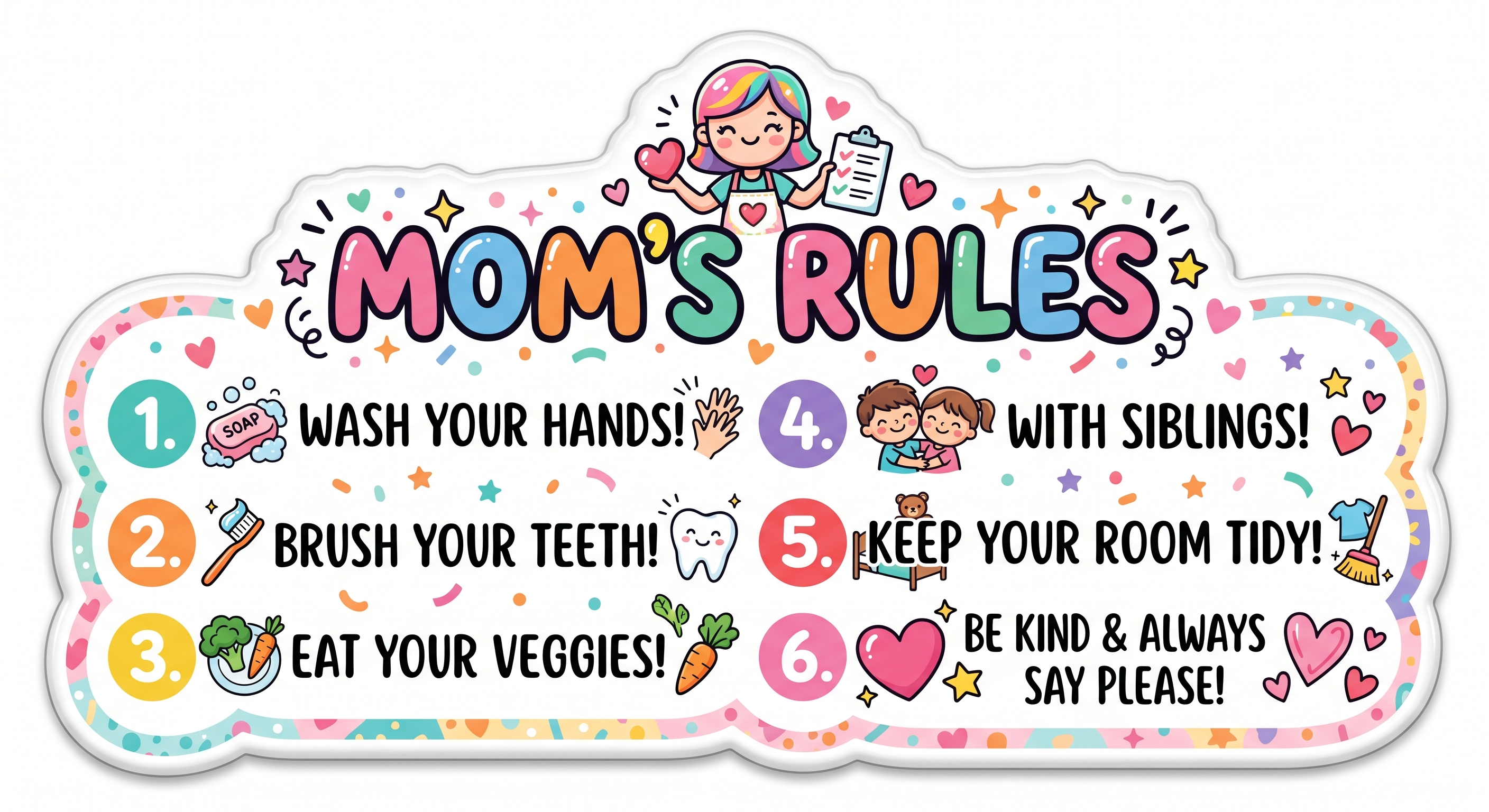 Mom's Rules Kids Edition Fridge Magnet