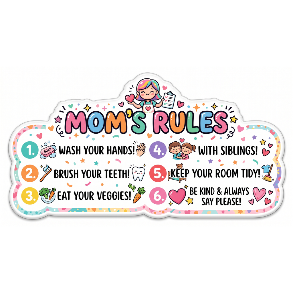 Mom's Rules Kids Edition Fridge Magnet