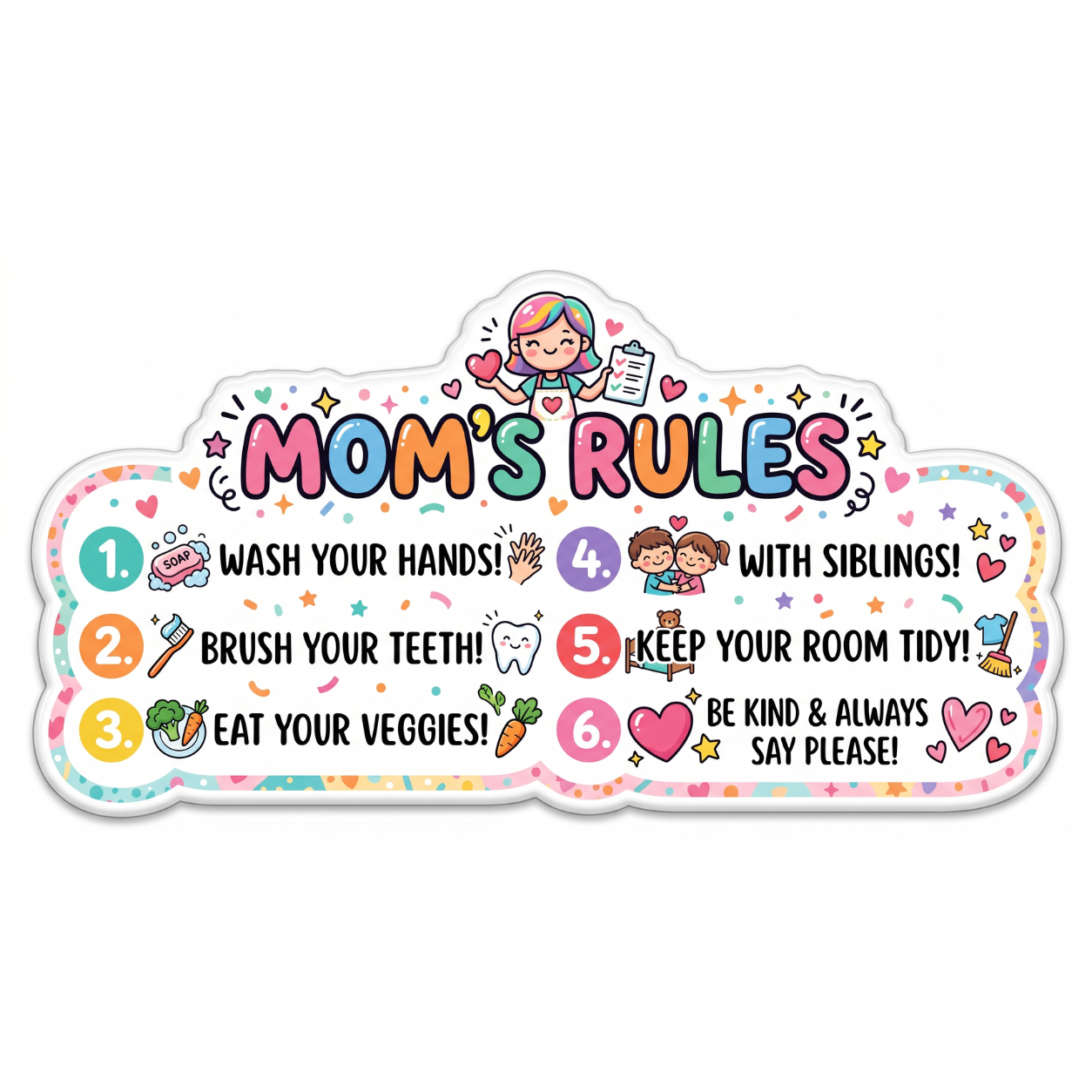 Mom's Rules Kids Edition Fridge Magnet