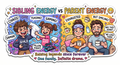 Sibling Energy vs Parent Energy Cartoon Fridge Magnet
