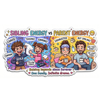 Sibling Energy vs Parent Energy Cartoon Fridge Magnet