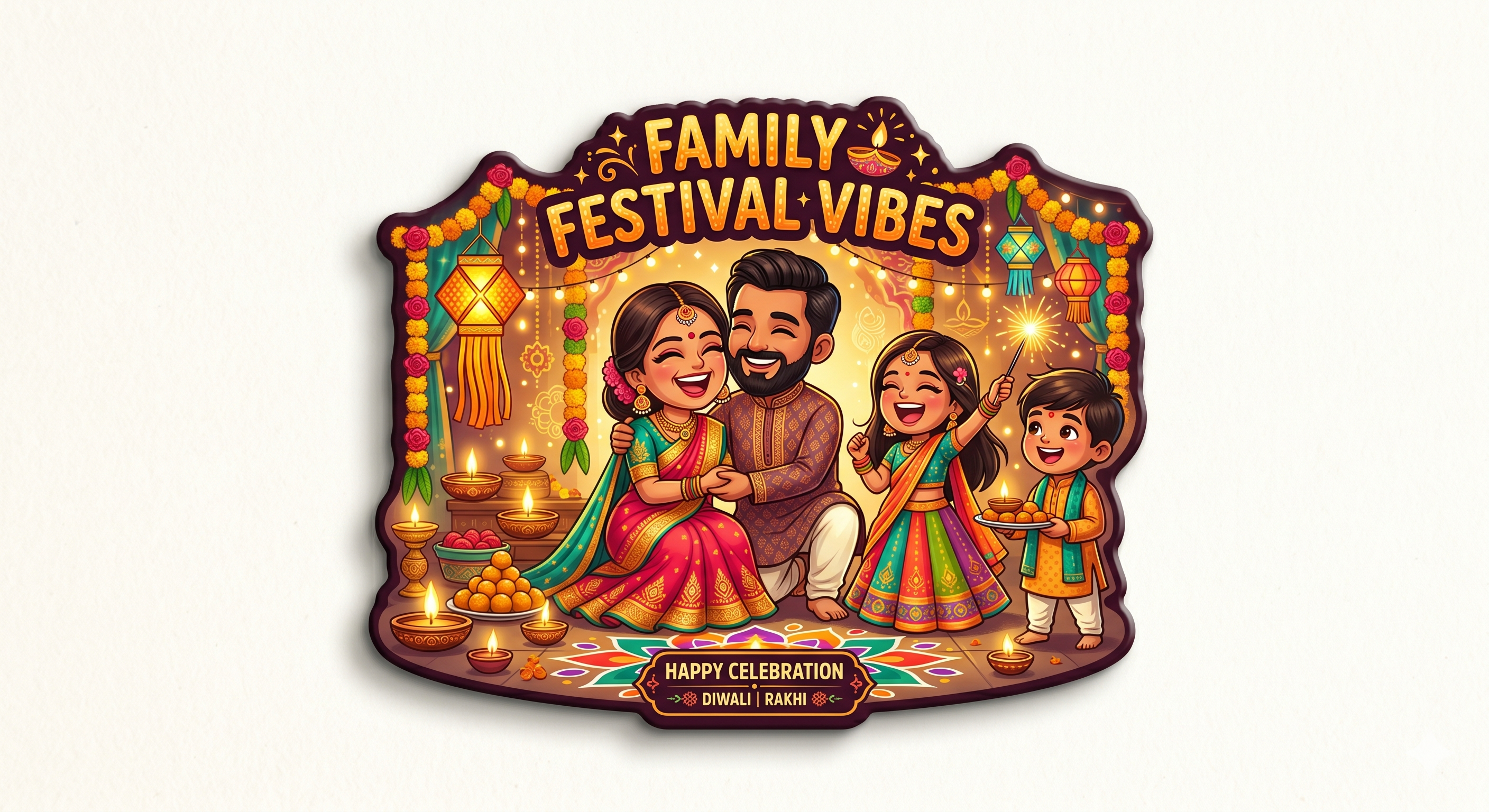 Family Festival Vibes Celebration Fridge Magnet