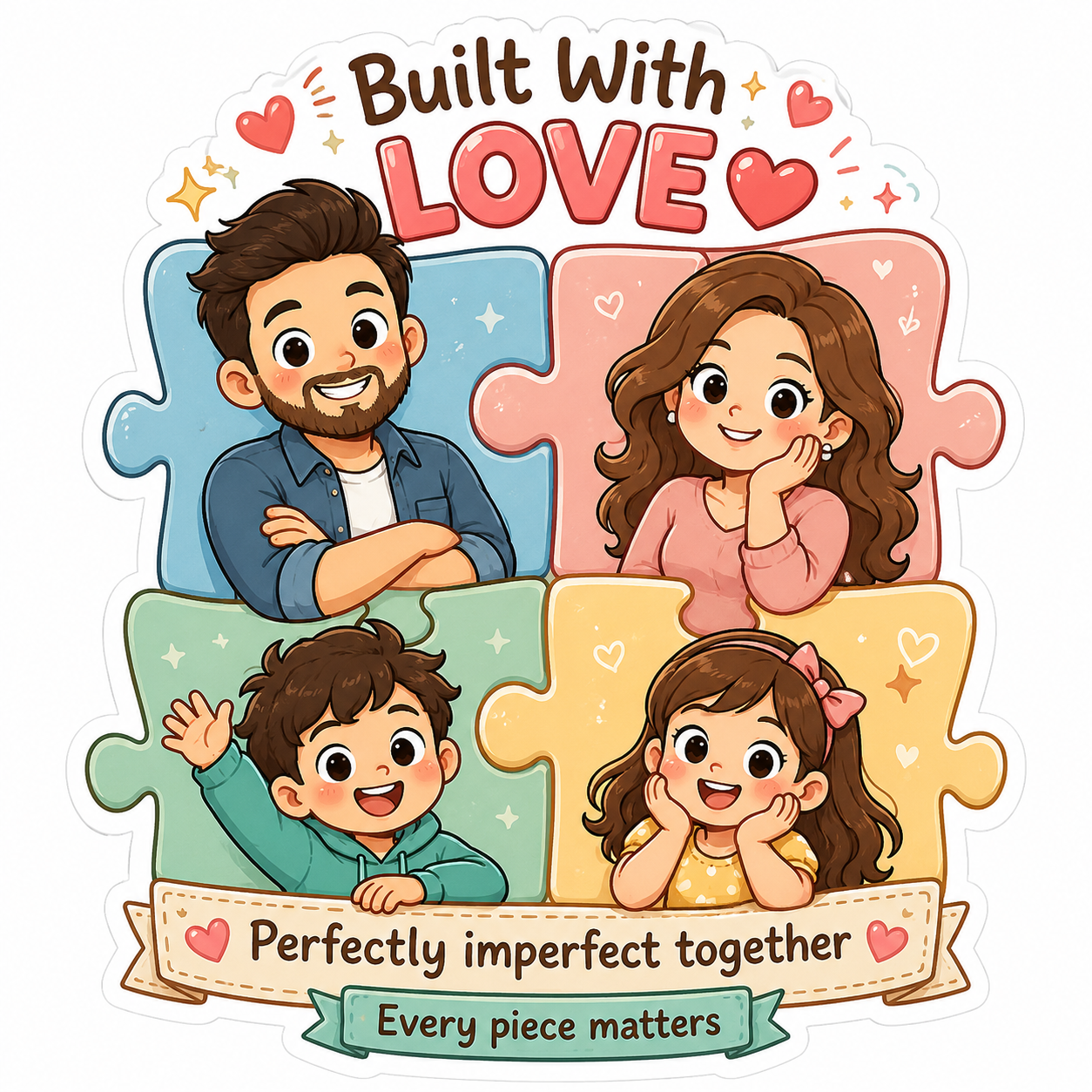 Built With Love Puzzle Family Fridge Magnet