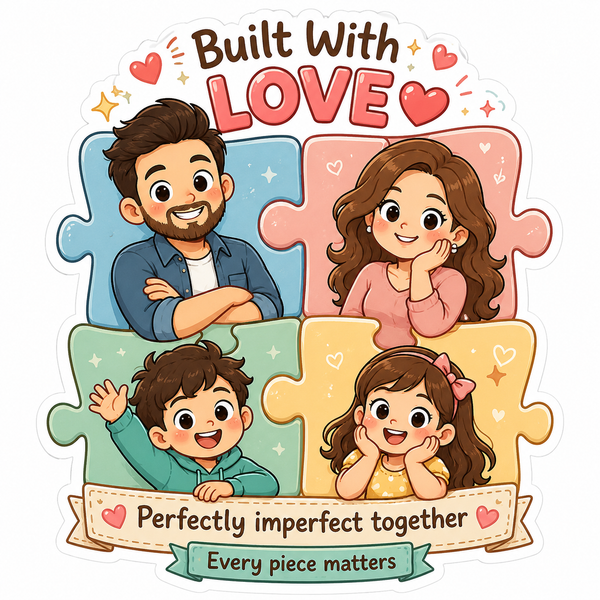 Built With Love Puzzle Family Fridge Magnet