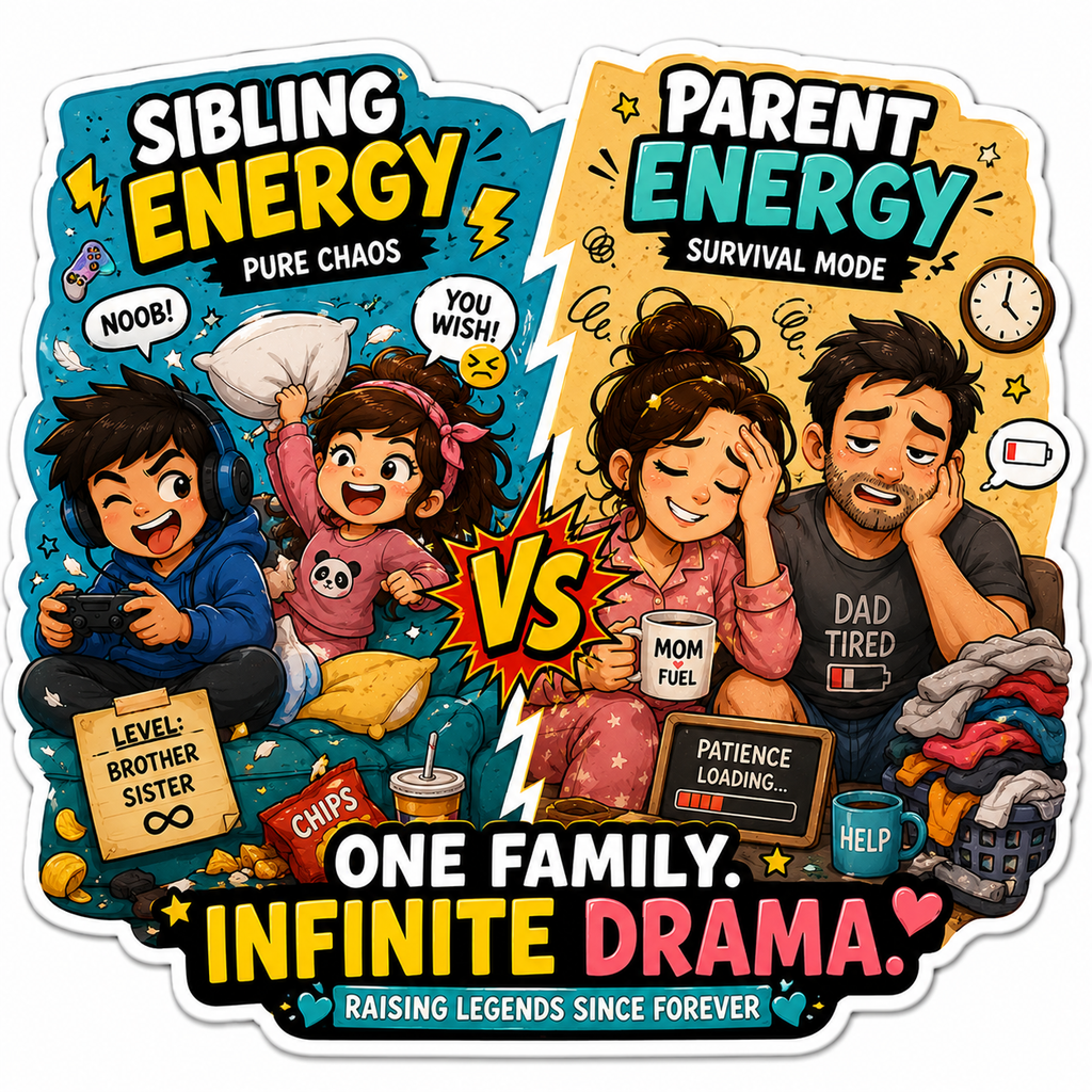 Sibling Energy vs Parent Energy Fridge Magnet