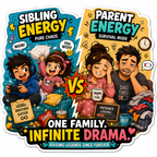 Sibling Energy vs Parent Energy Fridge Magnet