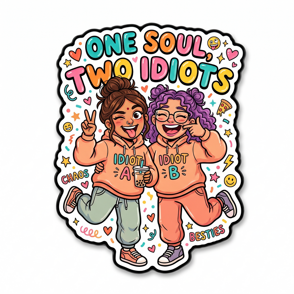 One Soul Two Idiots Fridge Magnet