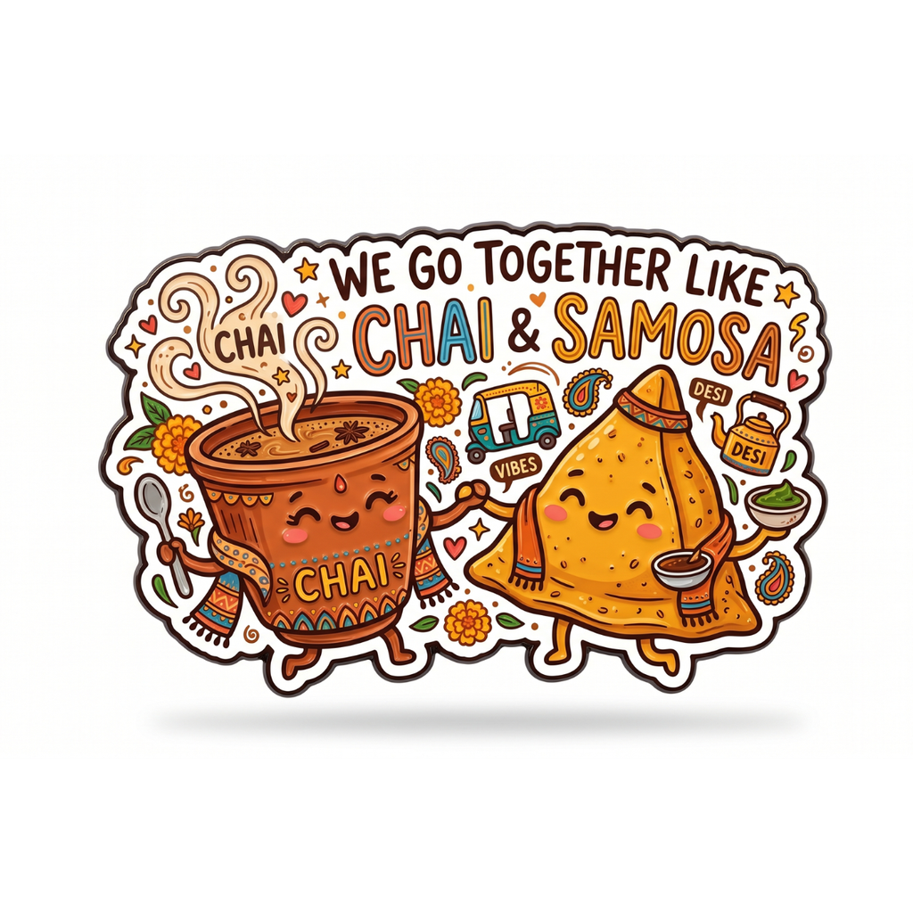 We Go Together Like Chai & Samosa Fridge Magnet