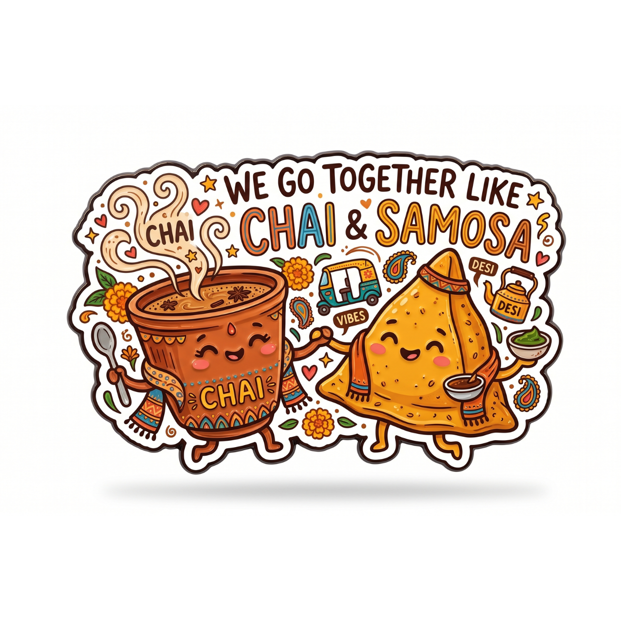 We Go Together Like Chai & Samosa Fridge Magnet