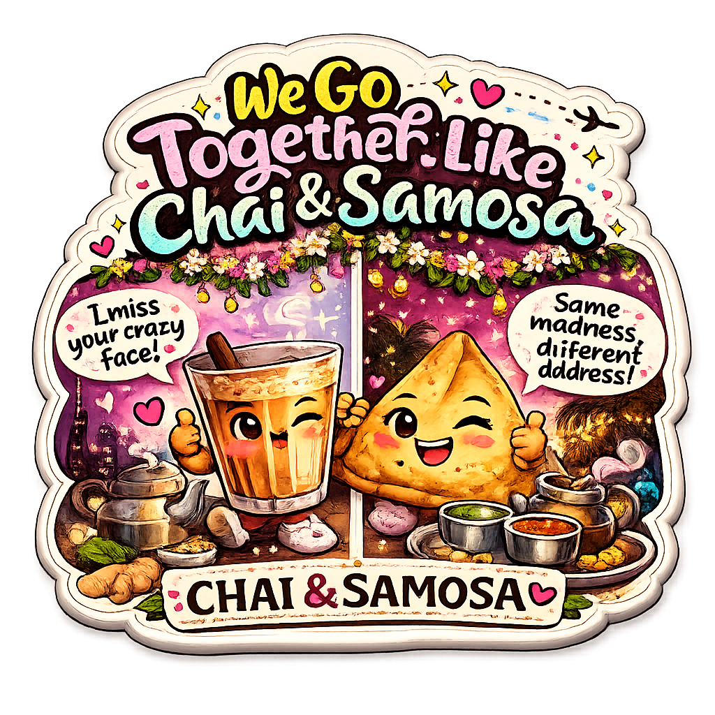 We Go Together Like Chai & Samosa Friendship Fridge Magnet