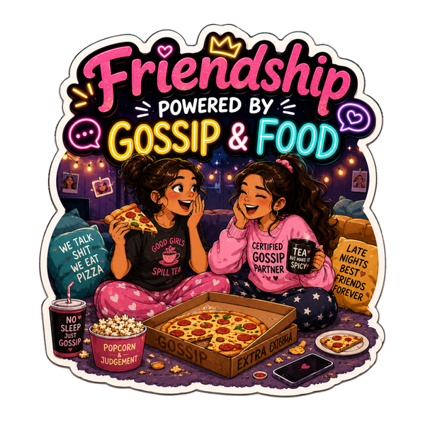 Friendship Powered by Gossip & Food Fridge Magnet
