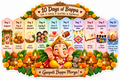 10-day Bappa celebration calendar featuring baby Ganesha and festive scenes
