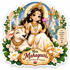 Maa Siddhidatri seated on lotus with swans and four symbolic attributes