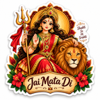 Mata Rani seated with lion and trishul on a Jai Mata Di Navratri magnet