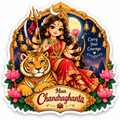 Maa Kushmanda with multiple arms, cosmic background and lotus for Navratri
