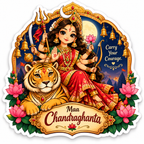 Maa Kushmanda with multiple arms, cosmic background and lotus for Navratri