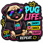 Pug wearing sunglasses