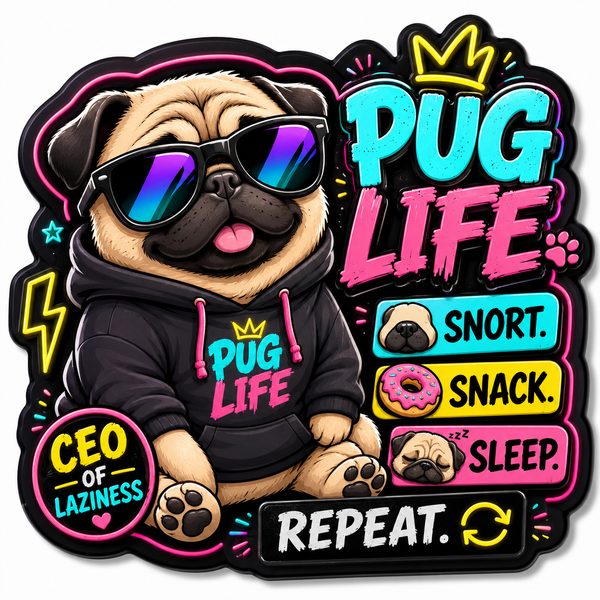 Pug wearing sunglasses