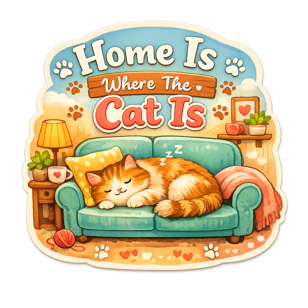 Sleeping cat on sofa