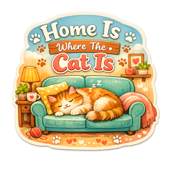 Sleeping cat on sofa