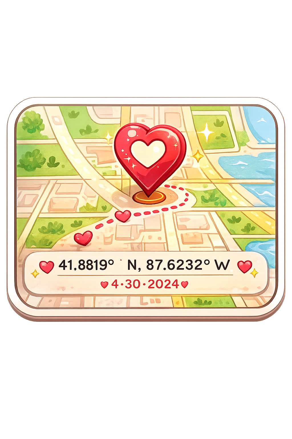 Proposal Location Coordinates Fridge Magnet